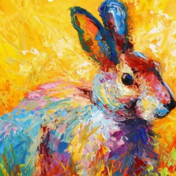 NEW EASTER BUNNY ALL SEASONS OIL PAINTING DECORATIVE PILLOW COVER 17.7" X 17.7" - Picture 3 of 3